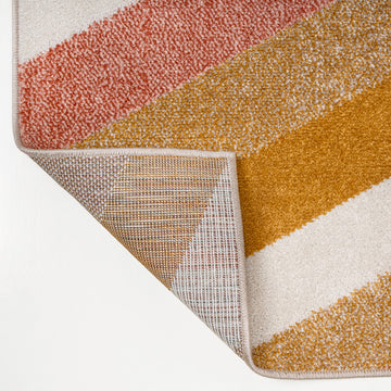 Retro Rainbow Contemporary Stripe Area Rug